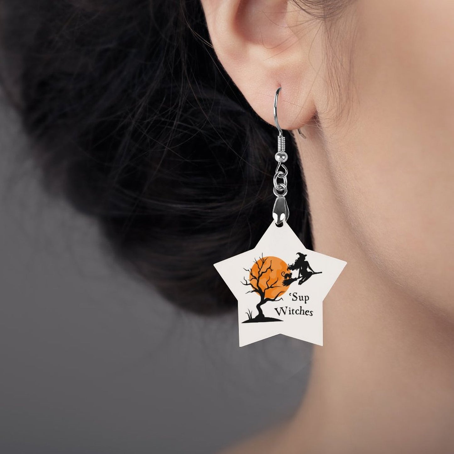 "Sup Witches"- Wooden Earrings Pendant (Star Shape)