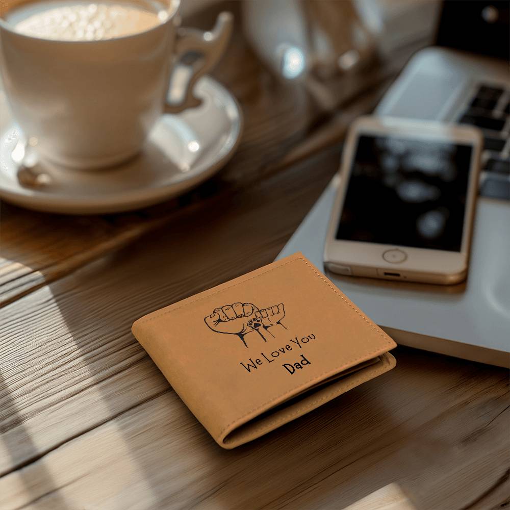 "We Love You Dad" (Fists/Paw) Leather Wallet