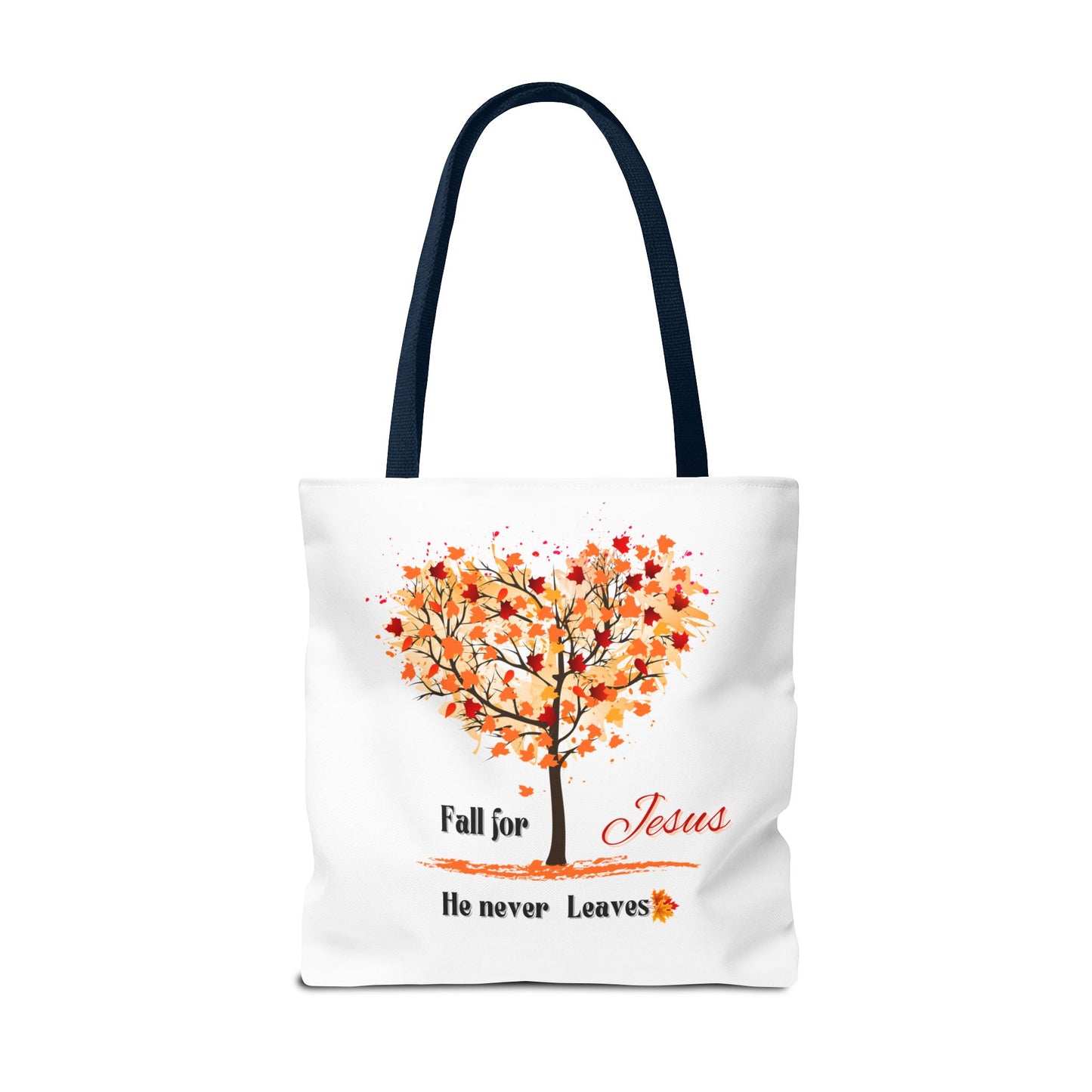 Decorative Fall Tree "Fall for Jesus He never leaves" Tote Bag