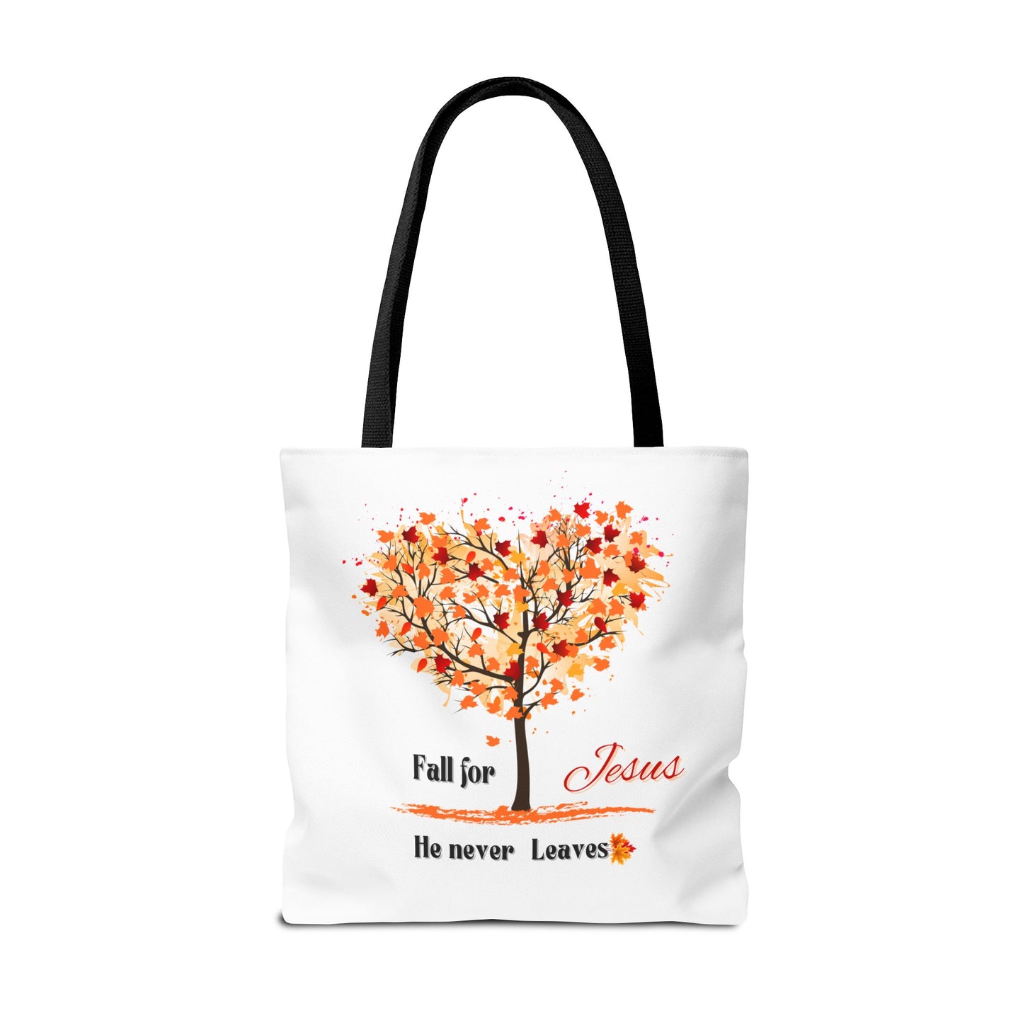 Decorative Fall Tree "Fall for Jesus He never leaves" Tote Bag