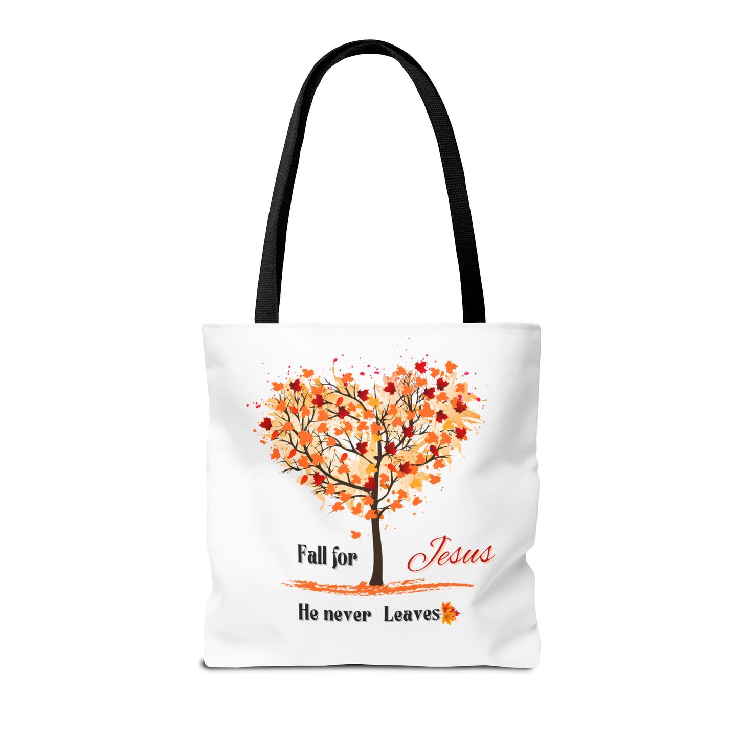 Decorative Fall Tree "Fall for Jesus He never leaves" Tote Bag