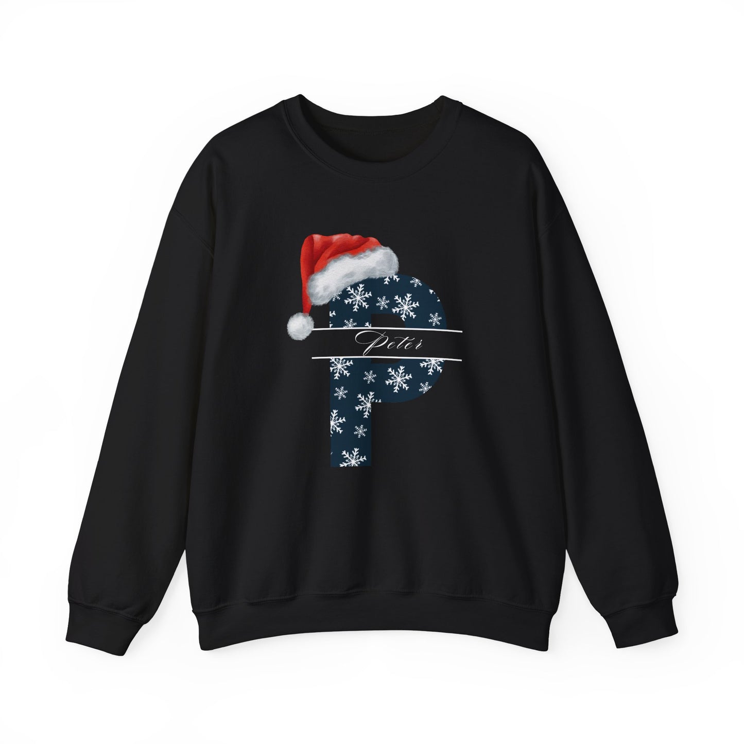 Christmas Personalized Letter & Name Santa Hat Sweatshirt