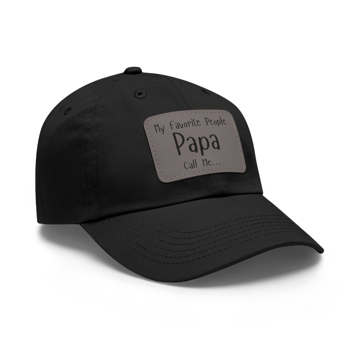 Papa Hat with Leather Patch (Black/Grey))