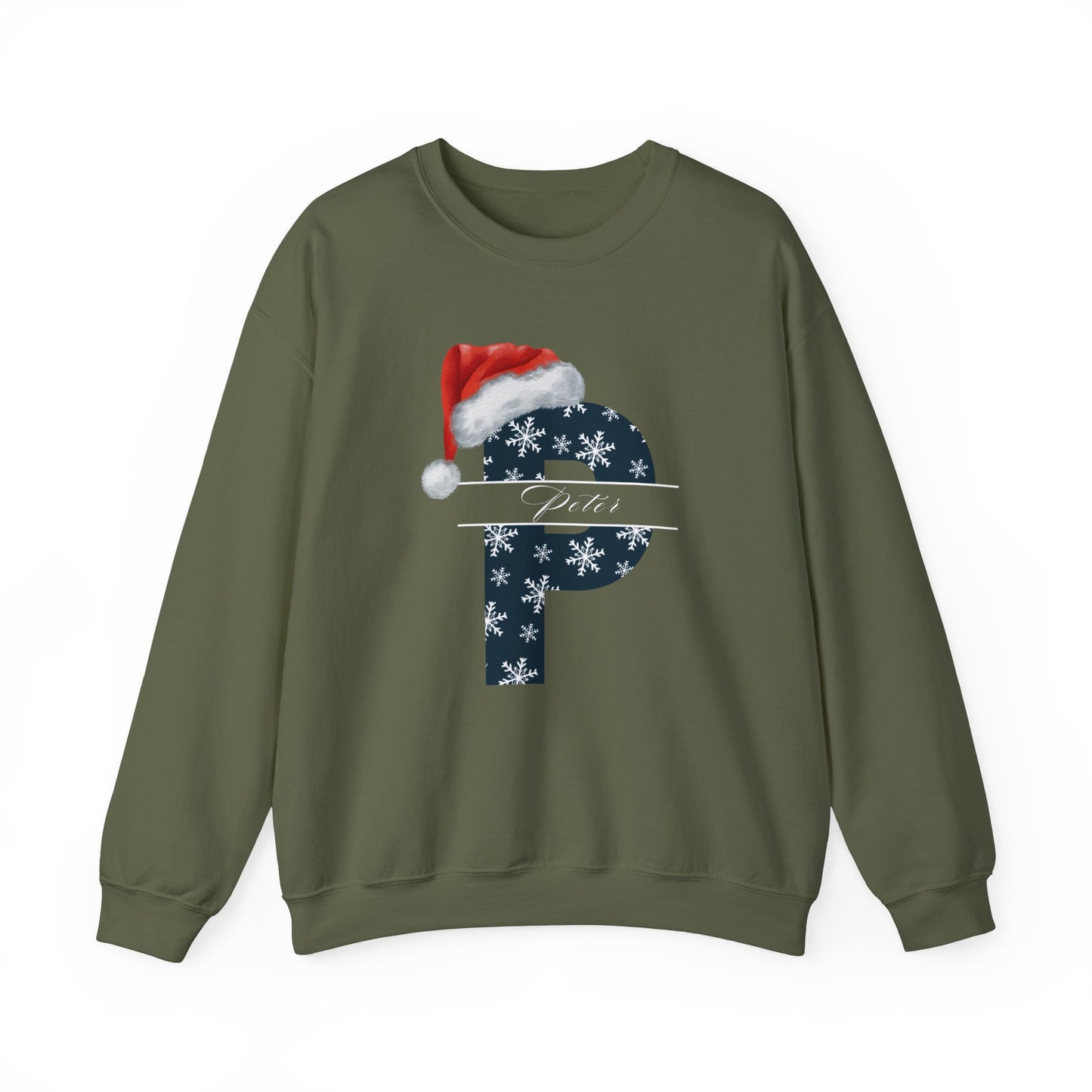 Christmas Personalized Letter & Name Santa Hat Sweatshirt