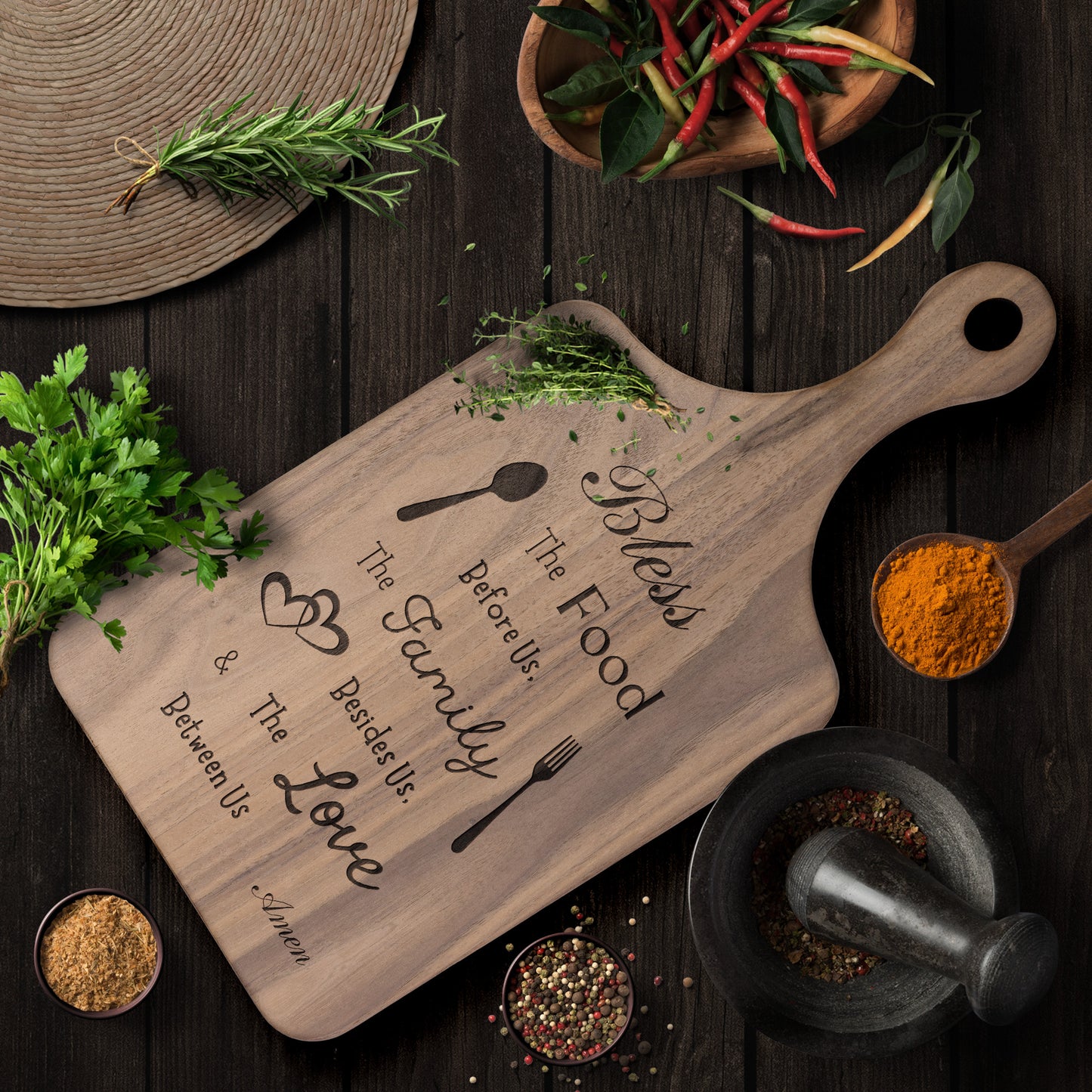 Bless The Food Cutting Board