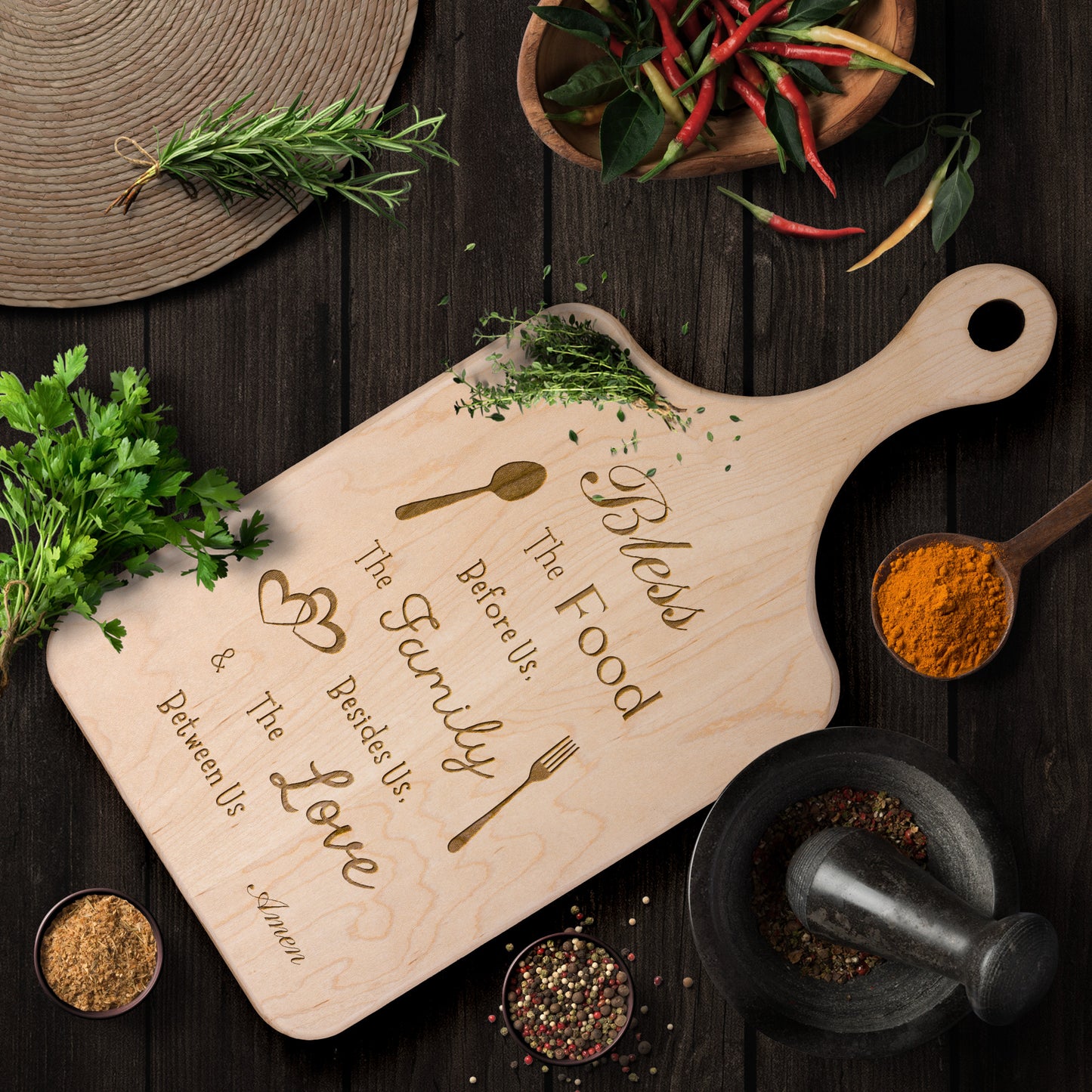 Bless The Food Cutting Board