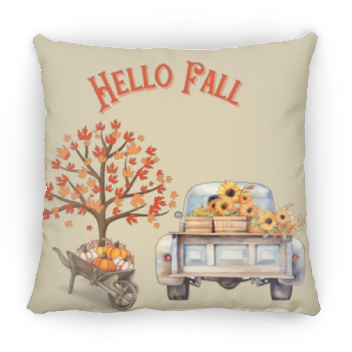 "Hello Fall" Medium Square Decorative Pillow