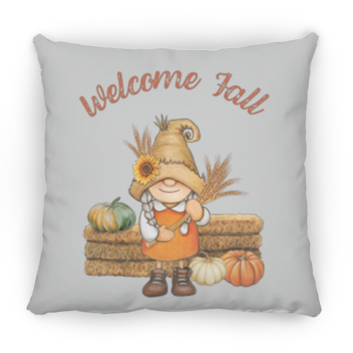 Girl Gnome Medium Square Fall Pillow