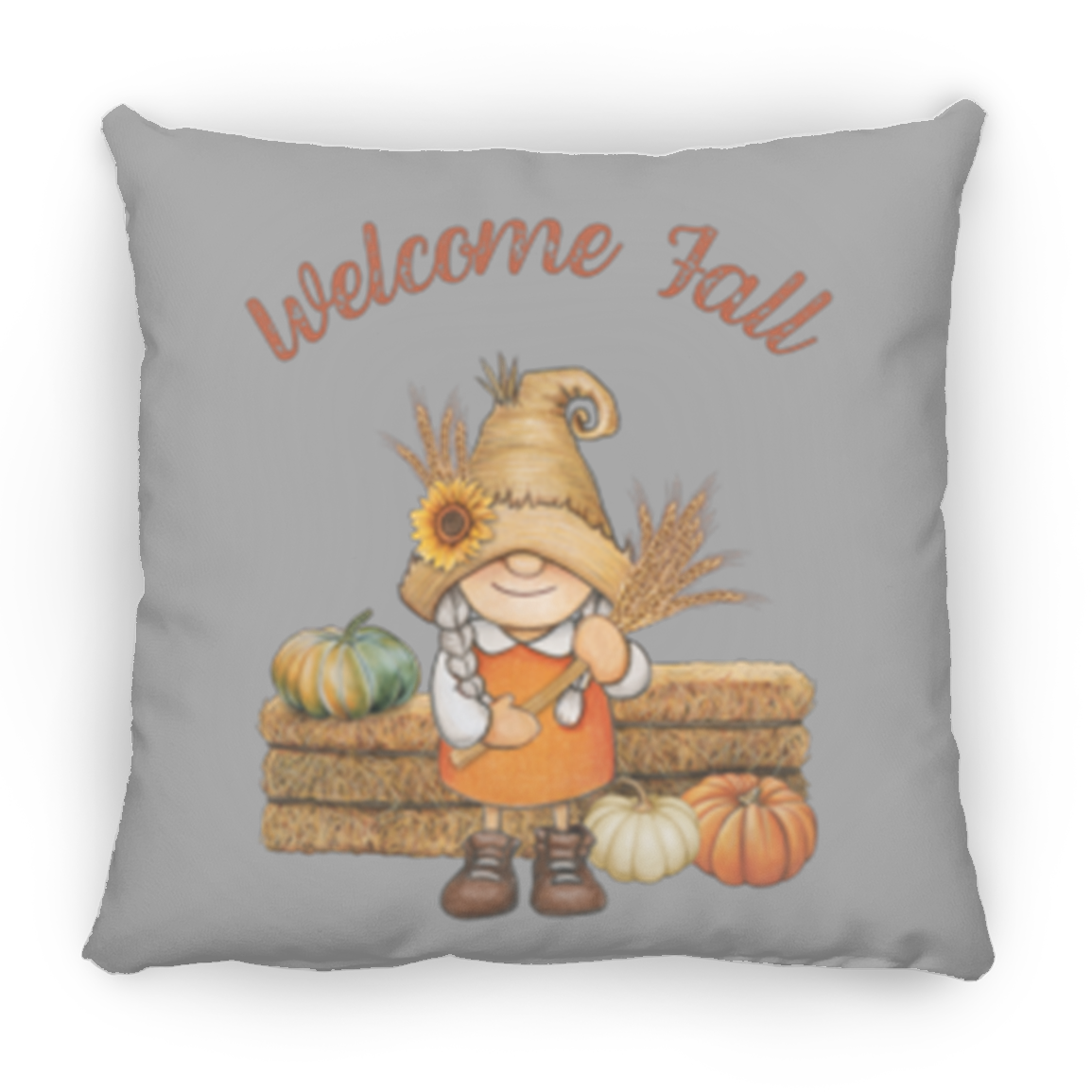 Girl Gnome Medium Square Fall Pillow