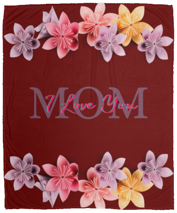 "Mom I Love You" Cozy Plush Fleece Blanket - 50x60