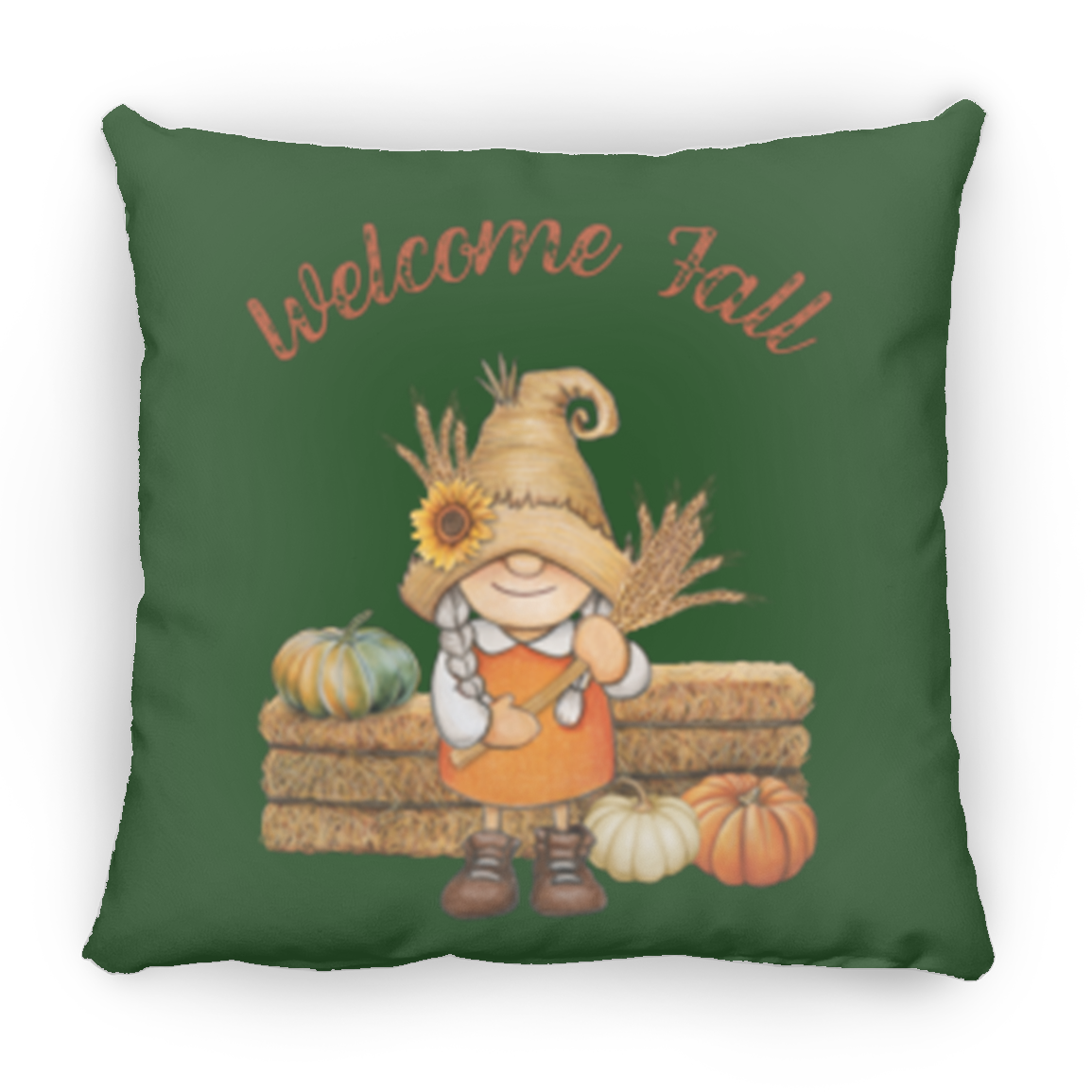 Girl Gnome Medium Square Fall Pillow