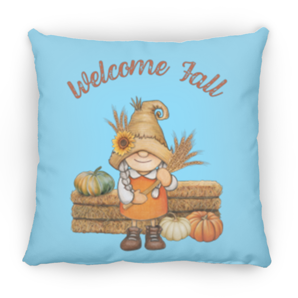 Girl Gnome Medium Square Fall Pillow