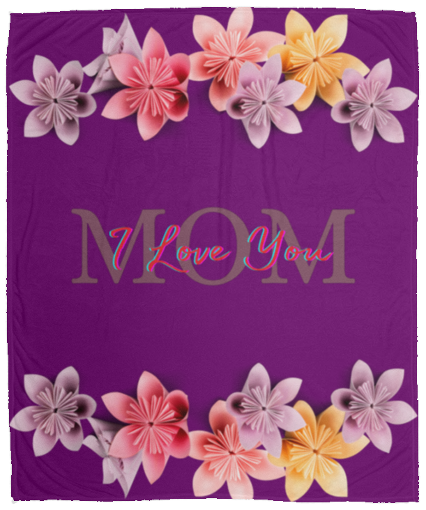 "Mom I Love You" Cozy Plush Fleece Blanket - 50x60