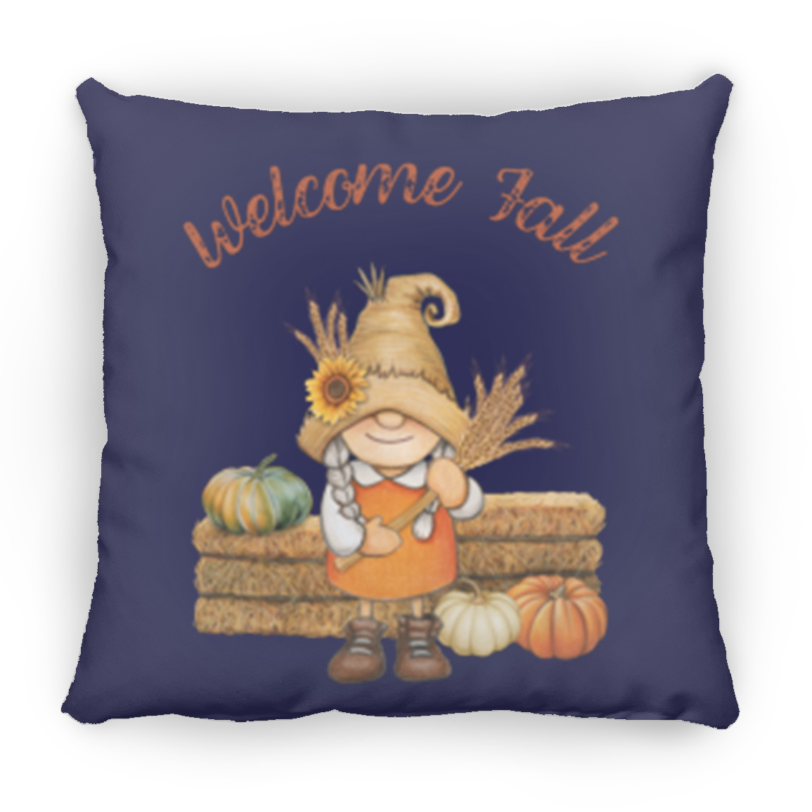 Girl Gnome Medium Square Fall Pillow