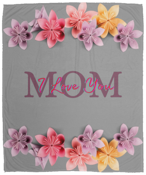 "Mom I Love You" Cozy Plush Fleece Blanket - 50x60