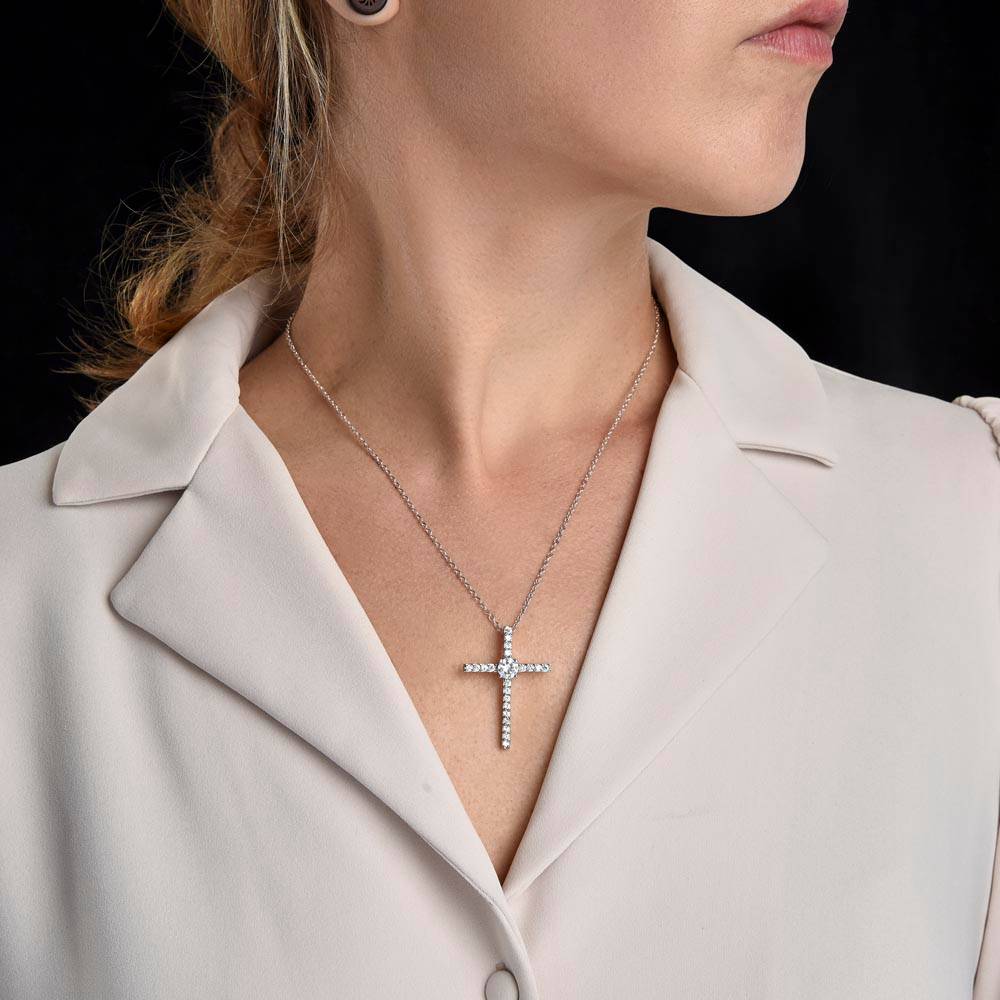 "Faith as a Mustard seed" CZ Cross Necklace