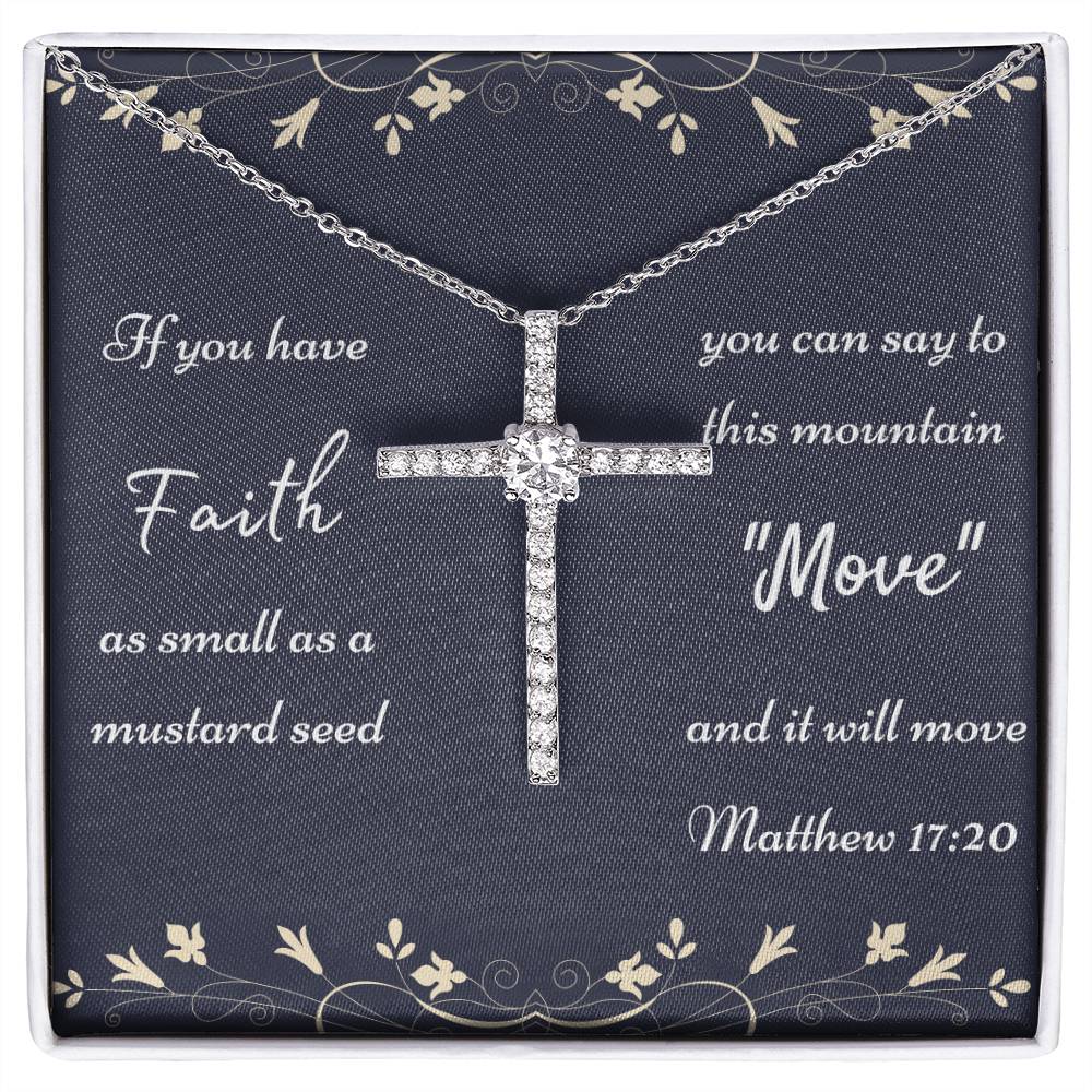 "Faith as a Mustard seed" CZ Cross Necklace