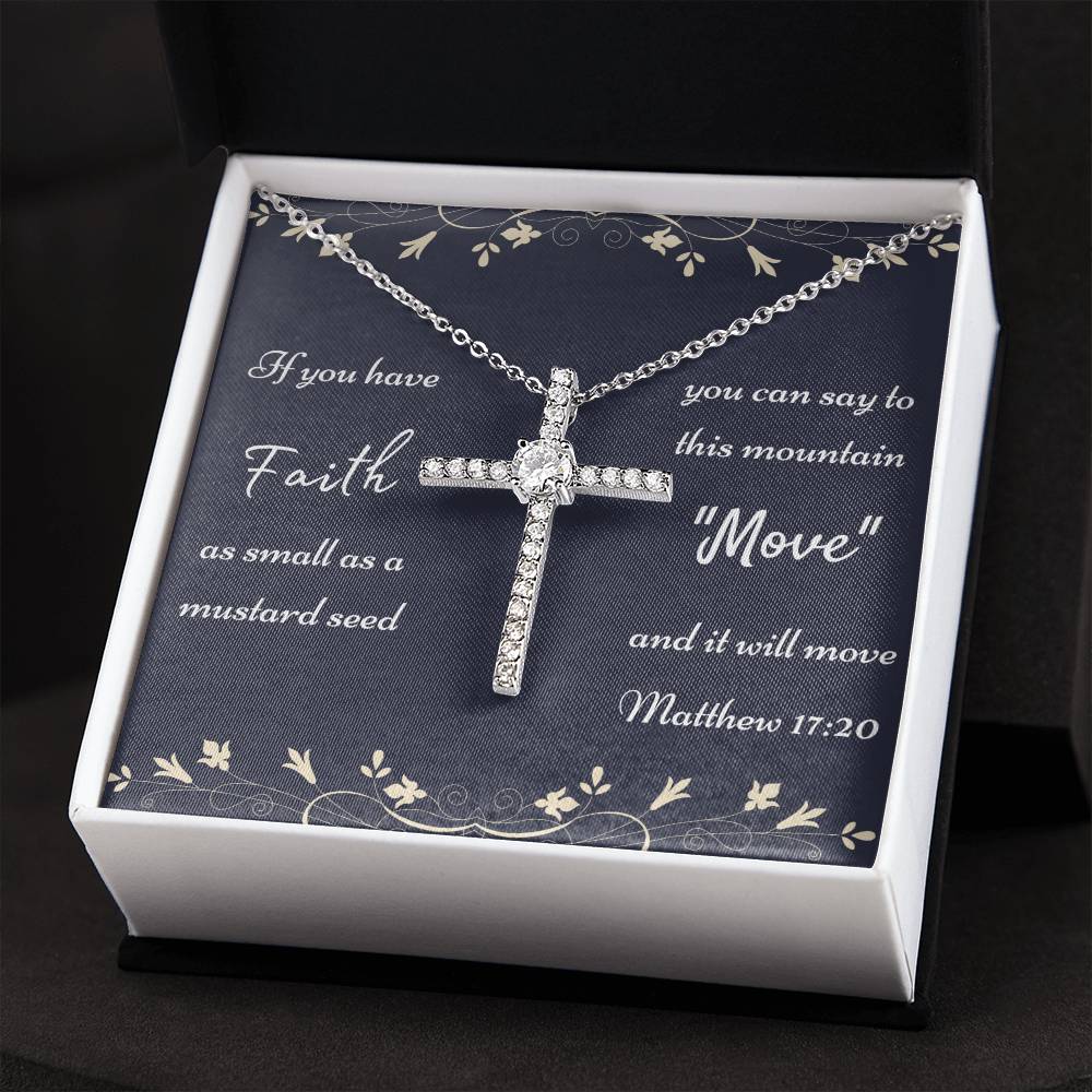 "Faith as a Mustard seed" CZ Cross Necklace