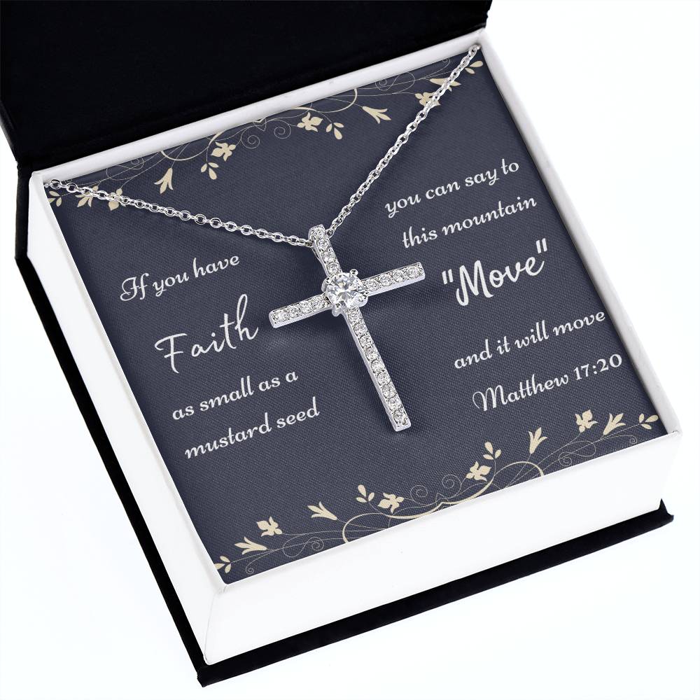 "Faith as a Mustard seed" CZ Cross Necklace