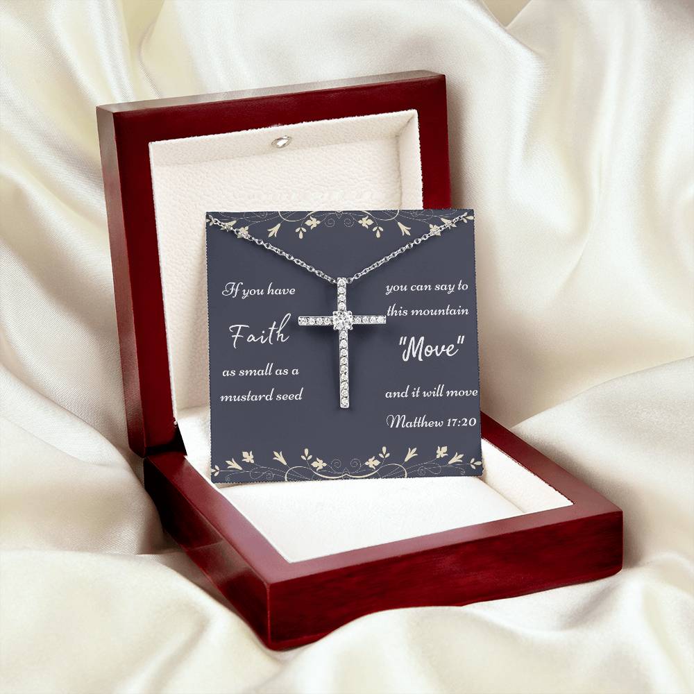 "Faith as a Mustard seed" CZ Cross Necklace