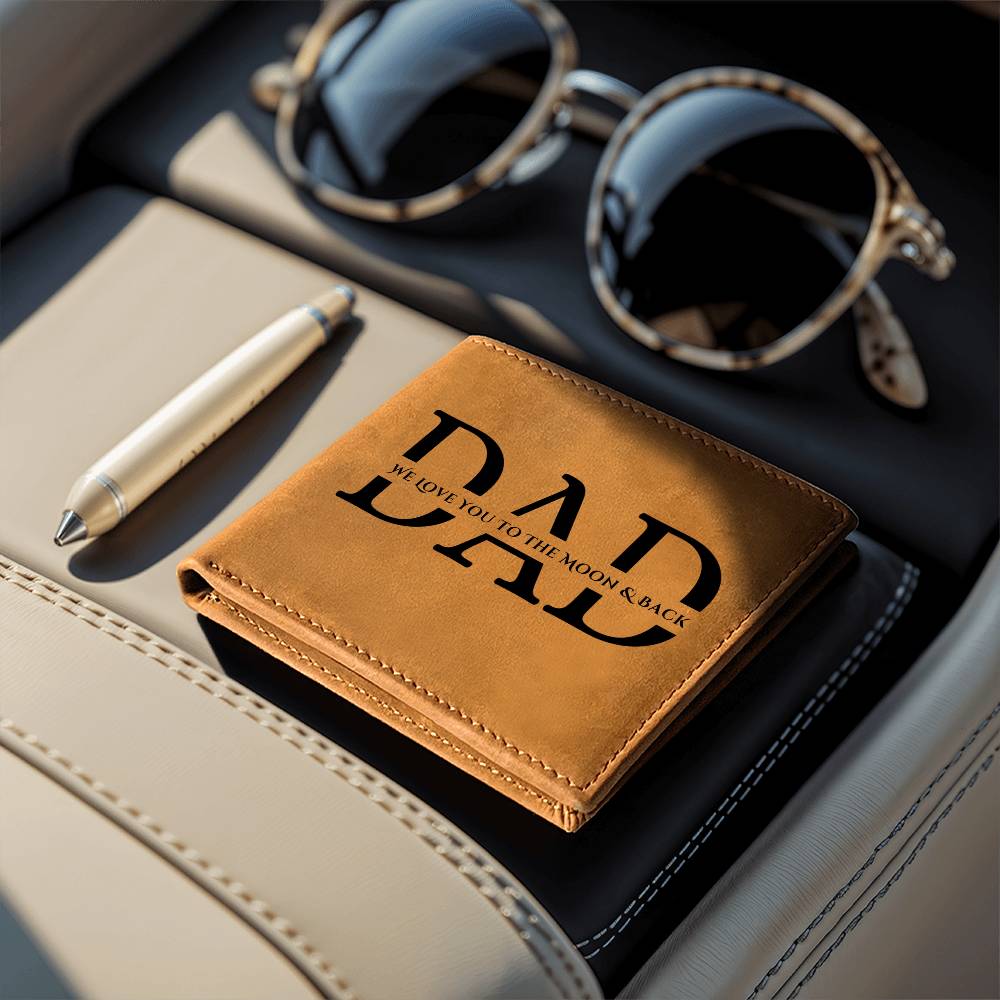 "Love You To The Moon & Back" Leather Wallet For Dad