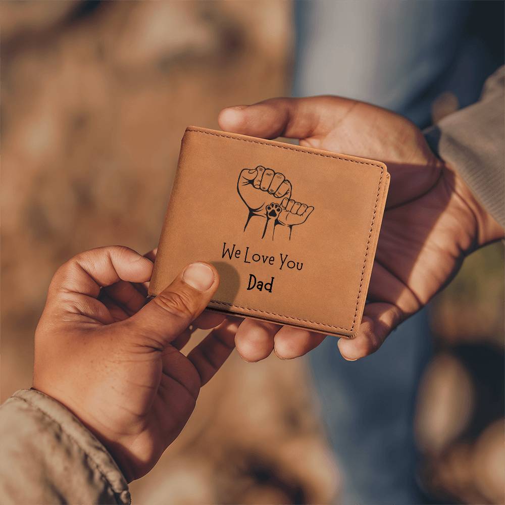 "We Love You Dad" (Fists/Paw) Leather Wallet