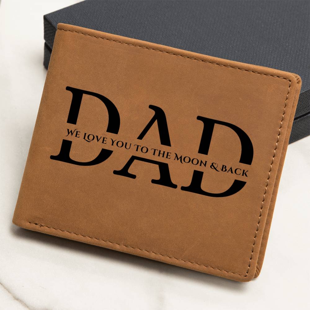 "Love You To The Moon & Back" Leather Wallet For Dad