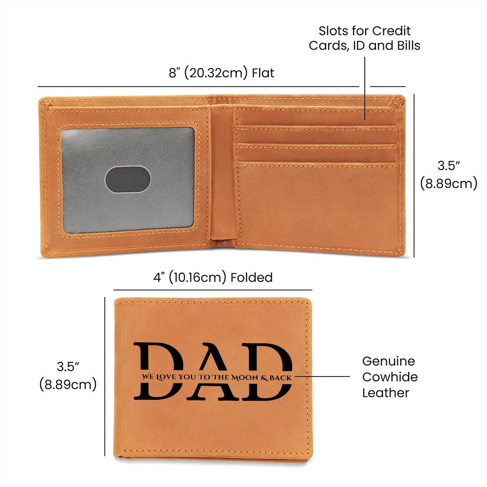 "Love You To The Moon & Back" Leather Wallet For Dad