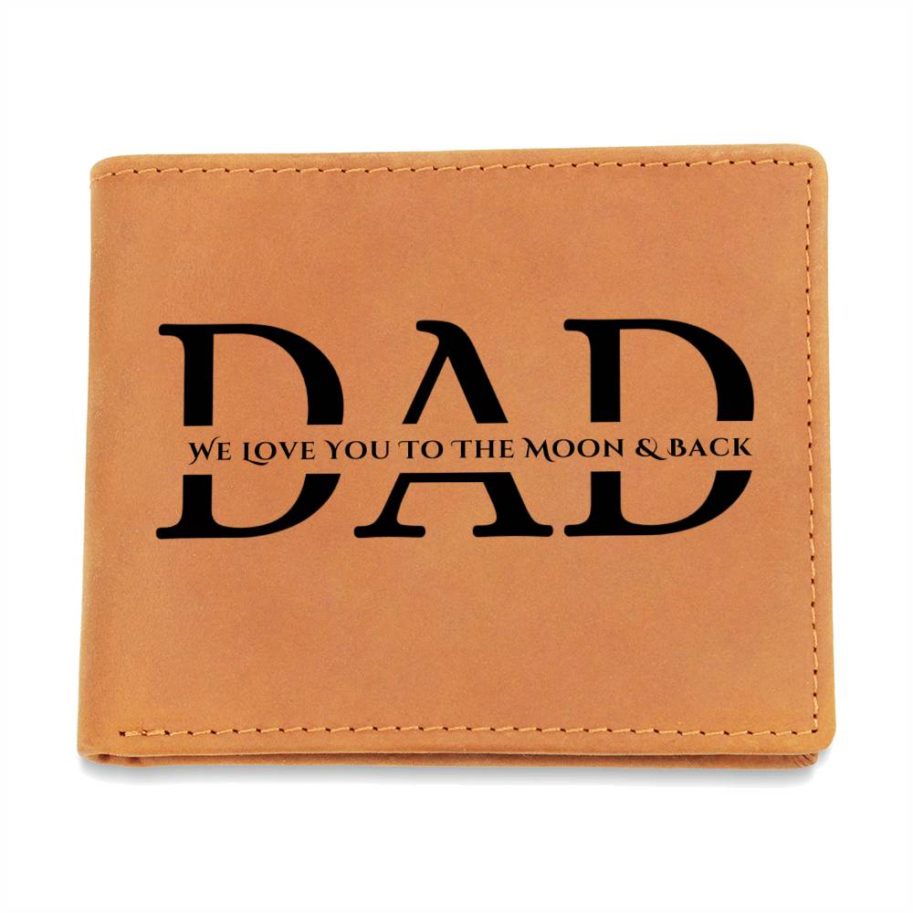 "Love You To The Moon & Back" Leather Wallet For Dad