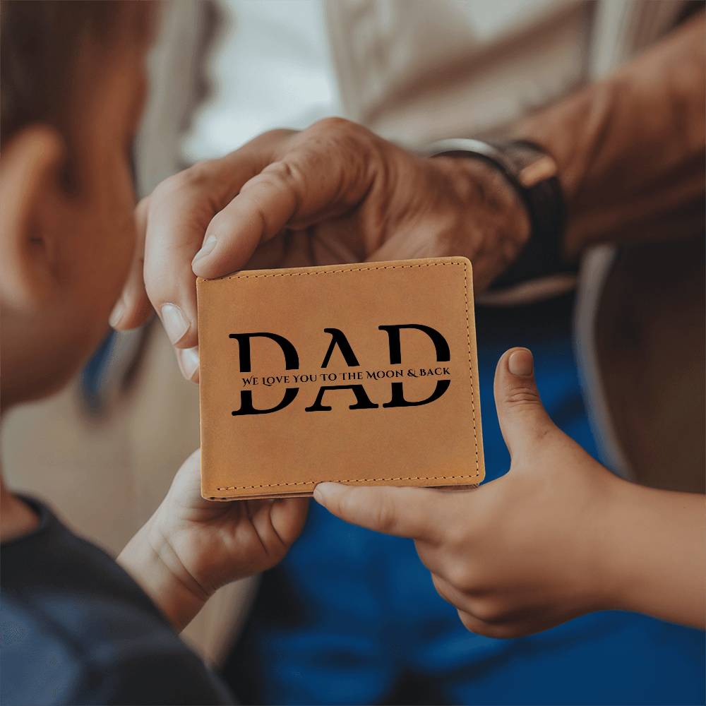 "Love You To The Moon & Back" Leather Wallet For Dad