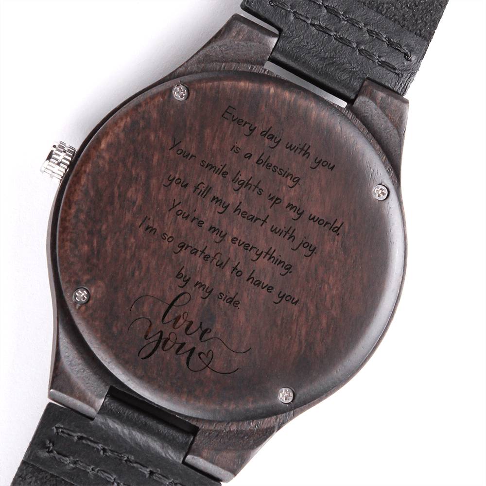 "Every Day With You" Engraved Wooden Watch