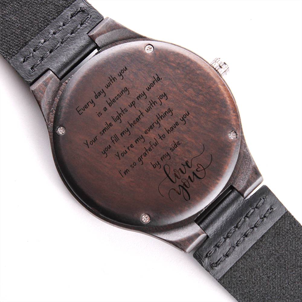 "Every Day With You" Engraved Wooden Watch