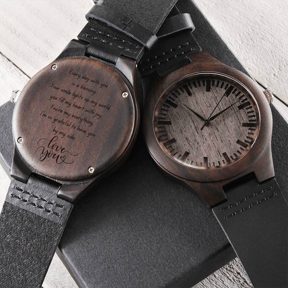 "Every Day With You" Engraved Wooden Watch