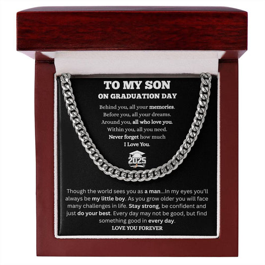 To My Son-Cuban Link Chain-Graduation-Black Message Card