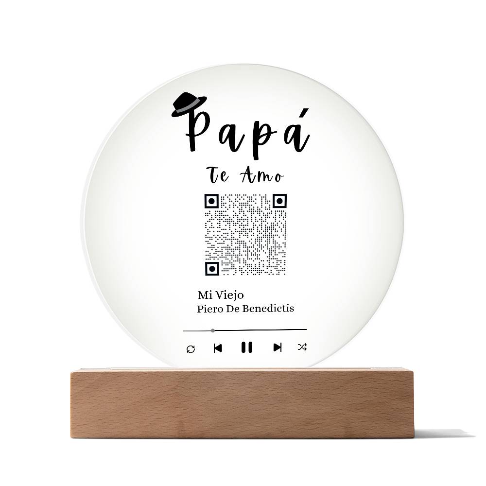 "Papá Te Amo" Acrylic Plaque With Song QR Code