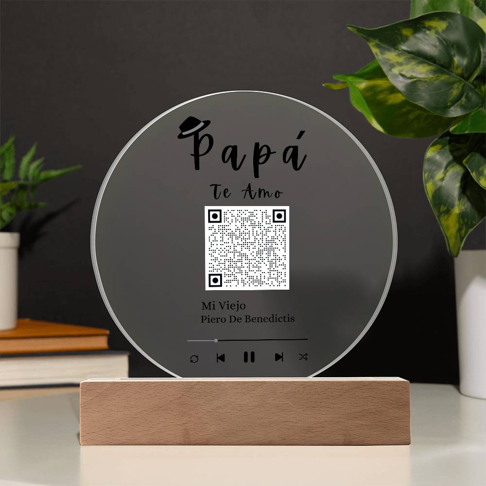 "Papá Te Amo" Acrylic Plaque With Song QR Code