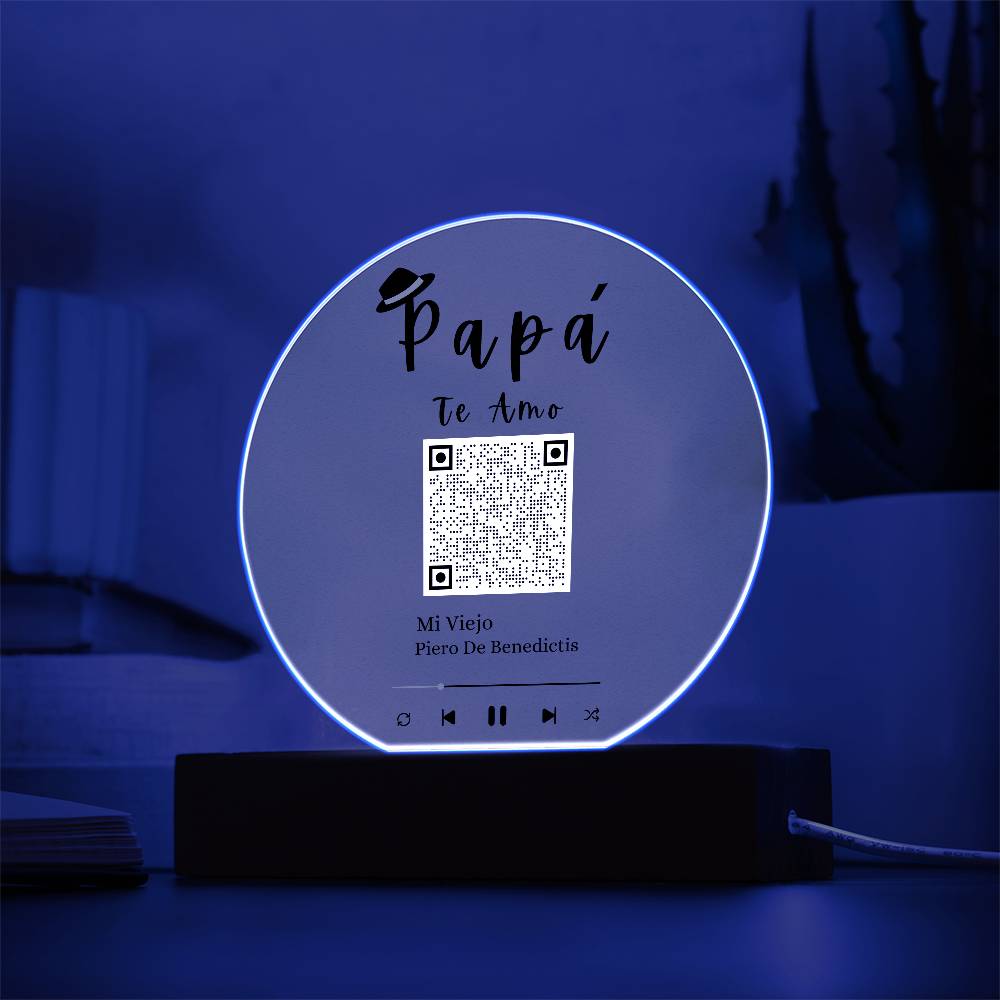 "Papá Te Amo" Acrylic Plaque With Song QR Code