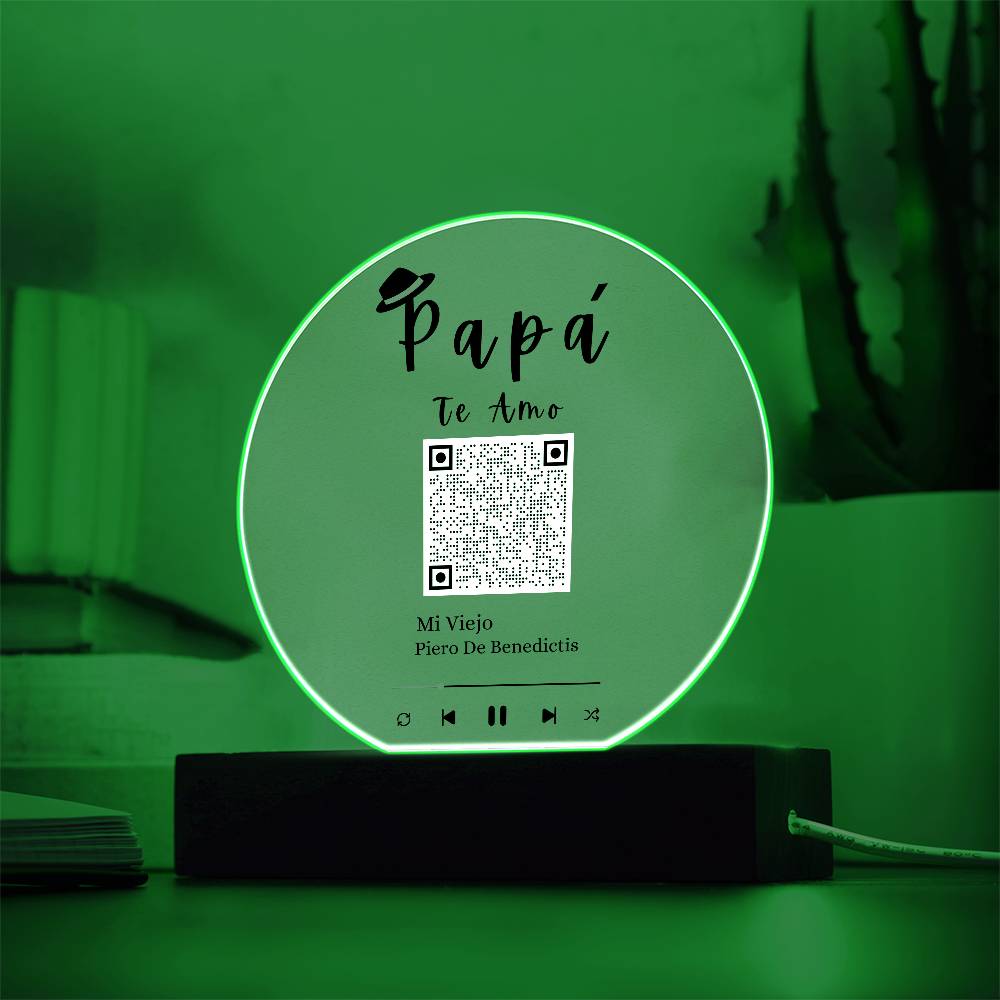 "Papá Te Amo" Acrylic Plaque With Song QR Code
