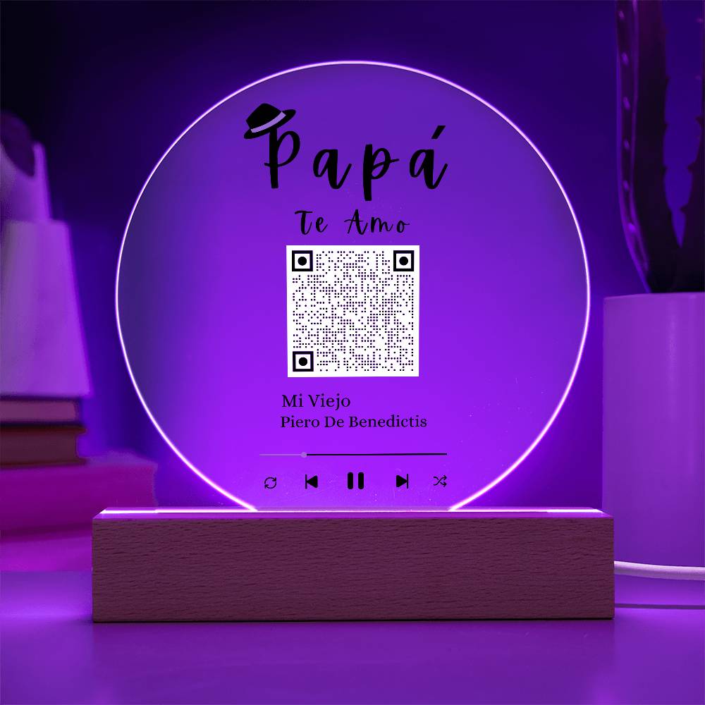 "Papá Te Amo" Acrylic Plaque With Song QR Code