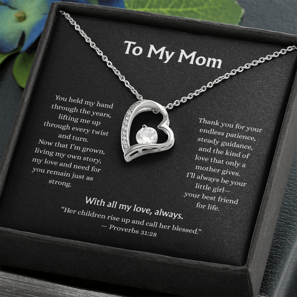 To My Mom-Forever Love Necklace-Black Card