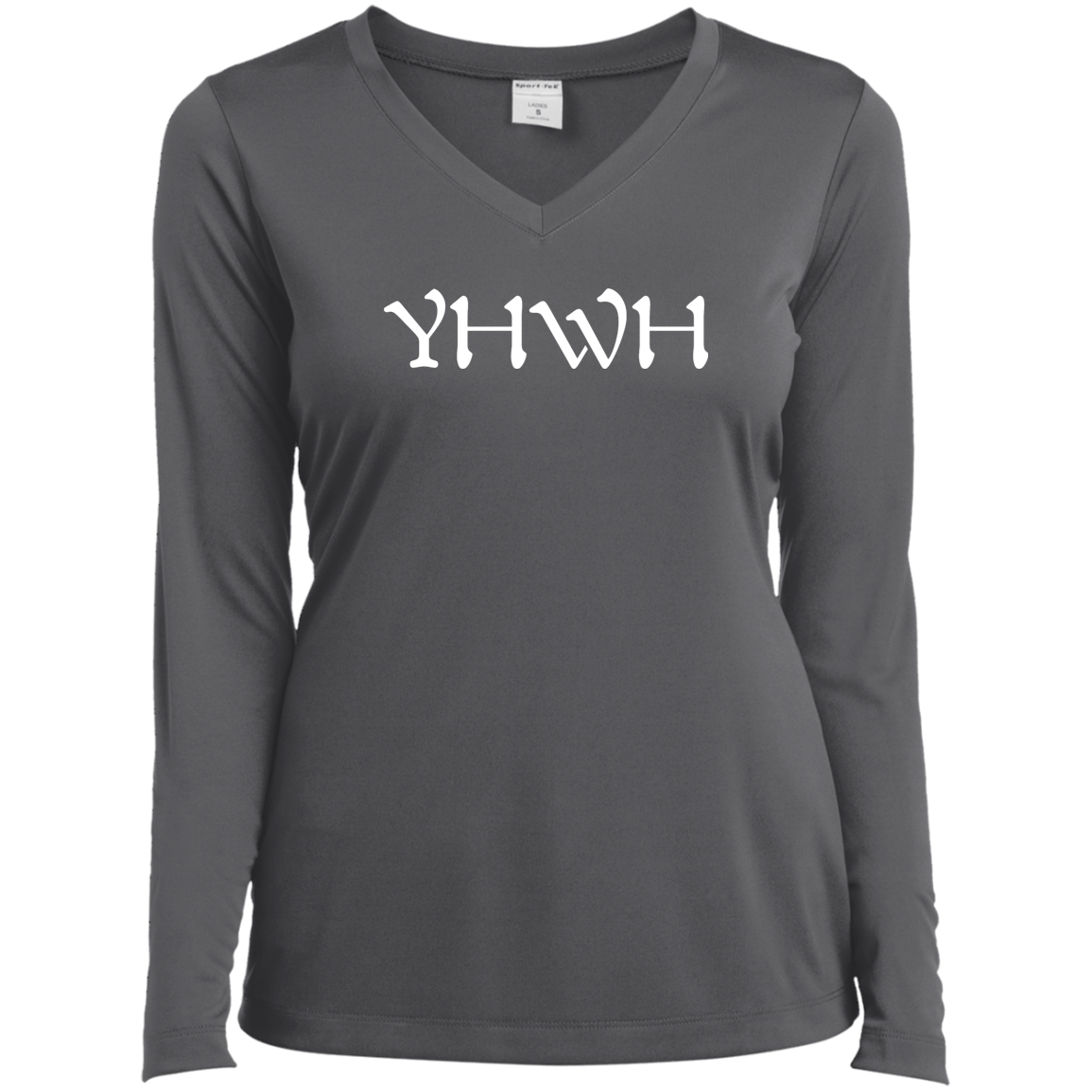 "YHWH" Ladies’ Long Sleeve Performance V-Neck Tee
